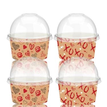 Imagem de LANCU 60 peças de copos de sorvete descartáveis para o dia dos namorados, papel kraft, 227 g