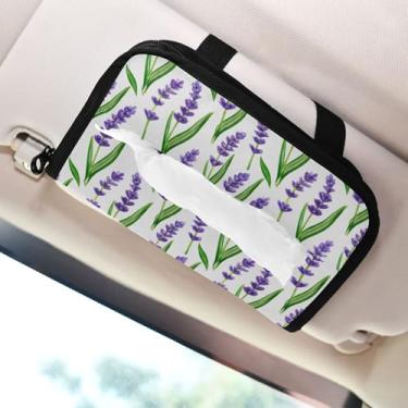 Imagem de SEHANY Porta-lenços de papel de carro lavanda roxa, caixa de lenços para carro, viseira solar, porta-guardanapos retangular, dispensador de máscara de carro, caixa de lenços de papel para automóvel