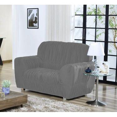 Imagem de Capa De Sofá Avulsa Elasticada 2 Lugares Em Malha Cinza - Shop Casa No