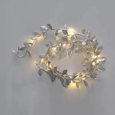 Imagem de Luzes de fadas de folhas mini cintilantes 20 luzes de LED quentes para quarto, quarto, parede, jardim, festa, casamento, decoração pendurada, prata