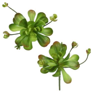 Imagem de PATIKIL 2 peças de plantas suculentas artificiais 5,1 polegadas realistas suculentas falsas decorações para jardim, festa de casamento, decoração de arranjo de casa, interior e exterior, verde