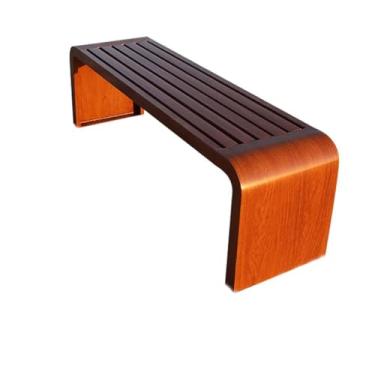 Imagem de Banco de metal durável ao ar livre - Assento de pátio de ferro anticorrosão para 2-3, cadeira de jardim retangular impermeável para parque, varanda e shopping - Design elegante de cor escura