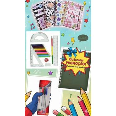 Imagem de Kit Escolar Completo com 23 Peças e Mochila Diversificada - no-brand, 