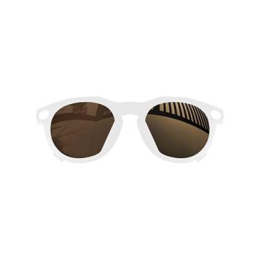 Imagem de MYCOURAG Lentes clip-on polarizadas com proteção UV para óculos de sol Oakley Meta HSTN OW8002 51 mm - Armação branca fosca - Marrom terra polarizado
