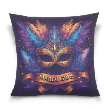 Imagem de Blueangle Capas de almofada de máscara colorida de carnaval - 50 x 50 cm, decoração de férias de fazenda para sofá de casa (284)