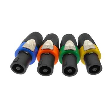 Imagem de 10 peças conector de alto-falante 4 polos plugue macho plugue profissional alto-falante amplificador de potência conectores de alimentação (amarelo)