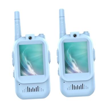 Imagem de Generic 2x Walkie-Talkie com Vídeo, Interfone de Brinquedo Recarregável, Modificador de Voz, Intercomunicador para, Ideal para Acampamentos e, Azul