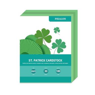 Imagem de Pikalon Cartolina colorida do Dia de São Patrício 21 x 28 cm, 30 folhas sortidas de papel cartão de cor verde 30,4 kg/180 g/m² para decoração festiva, faça você mesmo, cartões comemorativos, projetos