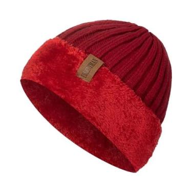 Imagem de Gorro De Inverno Unissex Grosso E Quente Com Forro De Pele, Boné Trico