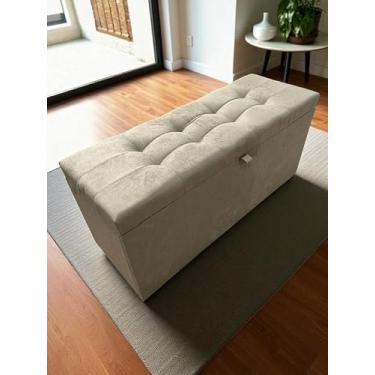 Imagem de PUFF BAÚ 1 METRO ESTOFADO EM MDF COM DOBRADIÇAS COM PISTÃO (Bege)