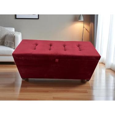 Imagem de PUFF BAÚ 1 METRO ESTOFADO EM MDF COM DOBRADIÇAS COM PISTÃO (Vinho Veludo)