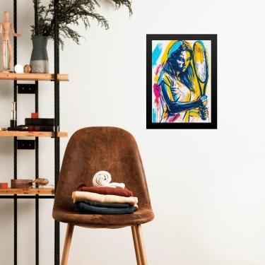 Imagem de Quadro Gravura Mulher Com Raquete - Tênis 33X24Cm