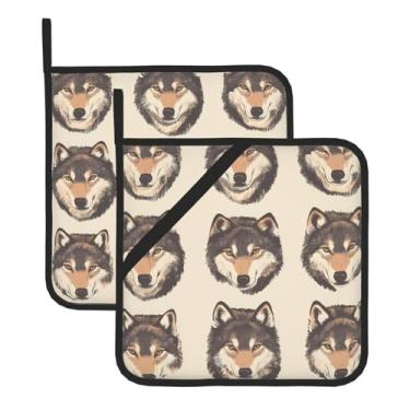 Imagem de Conjunto de tapetes com isolamento térmico impresso com cabeças de animais (pacote com 2), adequado para micro-ondas, grelhar, cozinhar e assar