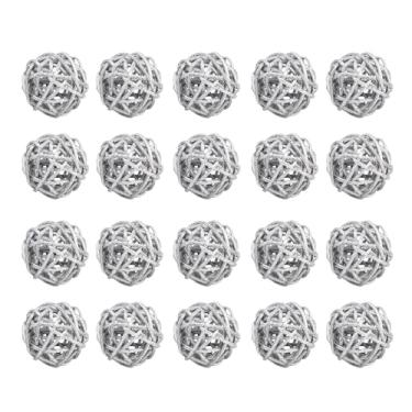 Imagem de Tomotato 20 bolas de vime, enchimentos de esfera de vime de 3 cm para decoração de vasos, tigelas e centros de mesa, suprimentos de artesanato para casamento, Natal, projetos de bricolage em casa