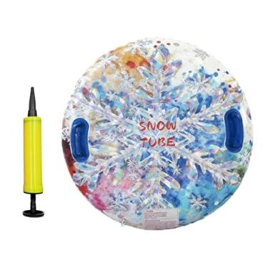 Imagem de Vaveren Boia de neve inflável, ao desgaste, 84 cm, portátil, com bomba de ar, equipamento para neve para o inverno e Ano, Flor de Gelo