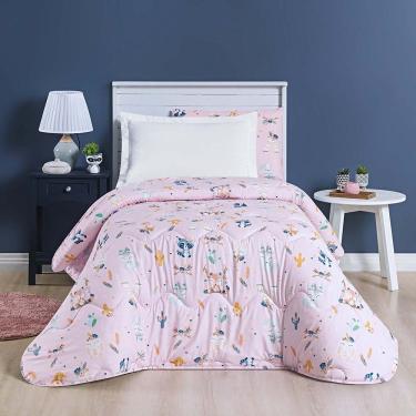 Imagem de Edredom Joy Kids Infantil Solteiro 01 Peça Micropercal 200 Fios Dupla Face Estampado - Foxy Rosa - 100% Poliéster