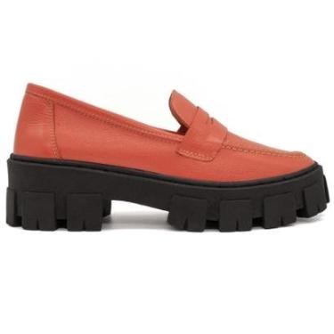 Imagem de Mocassim Couro Casual Feminino Sola Tratorado Lançamento-Feminino