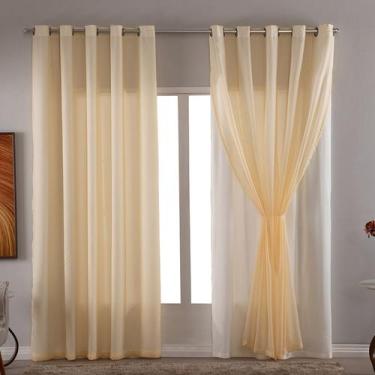 Imagem de Cortina Branca Lisa De Voil Com Forro De Tecido - 4 Metros - Callandra