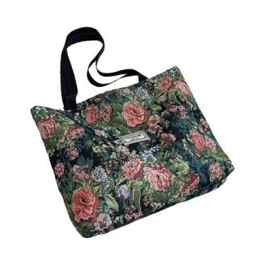 Imagem de Bolsa Tote Feminina Boêmia Étnica De Veludo Cotelê, Bolsa De Ombro Est