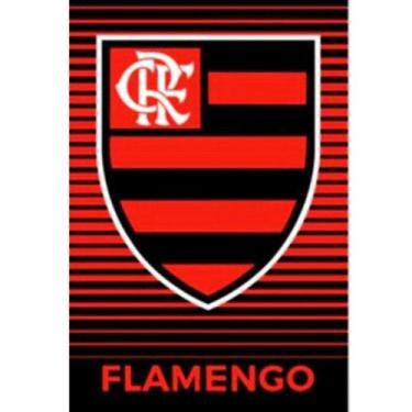 Imagem de Toalha Flamengo Brasão Veludo - Buettner, Preto e Vermelho
