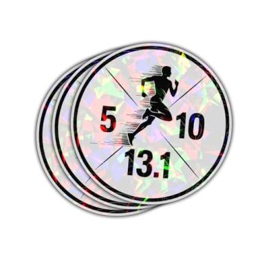 Imagem de 3 adesivos de corrida 5K 10K 13.1, adesivo de vinil de distância de corrida de 13,1 meia maratona 7,6 cm à prova d'água para laptop, garrafa de água, copo, diário, porta-medalhas, presente para