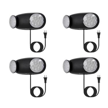 Imagem de TANLUX Luzes de emergência LED com bateria reserva, luminárias de emergência comerciais para casa de negócios falha de energia sinal de saída de emergência com cabo de plugue de 1 metro (preto, pacote