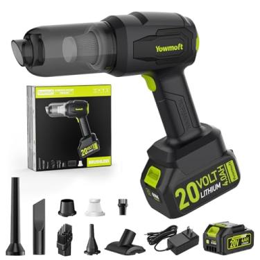 Imagem de YOWMOFT Aspirador de pó portátil 3 em 1 para carro, sem fio, com sucção forte de 21000pa, kit portátil sem fio e soprador com motor sem escovas de 200 W, mini aspirador de pó para carro, casa