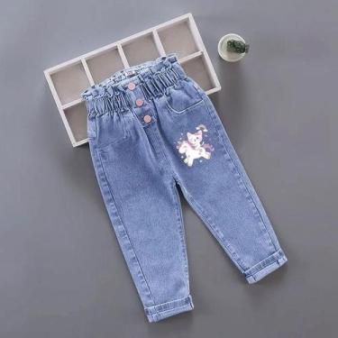 Imagem de Calças Jeans De Inverno Com Pelúcia Para Bebês Meninas E Crianças Pequ