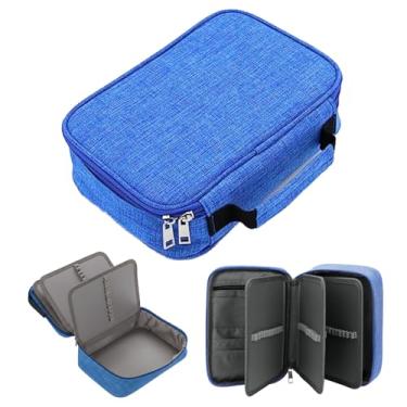 Imagem de Estojo Escolar Box Grande, Organizador, com 4 Divisórias, 72 Elásticos, Feminino, Masculino, Zíper Resistente, com Alça, Qualidade Premium (Azul)