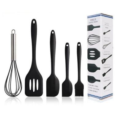 Imagem de Utensílios De Cozinha Silicone Com Fue Kit C/ 5 - 5UTENSILIOS, PRETO