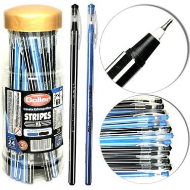 Imagem de Caneta Esferográfica Stripes Xl 0.7Mm Azul/Preta 24Un - Daiwa/Goller