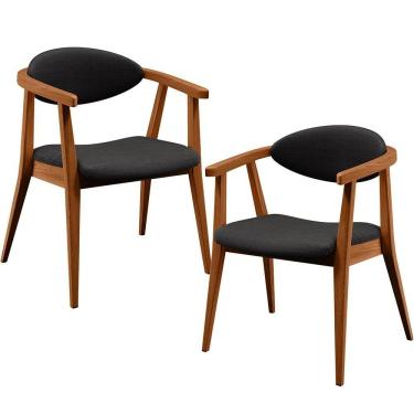 Imagem de Kit 02 Poltronas Para Sala De Estar Cecília B04 Linho Chumbo