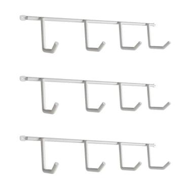 Imagem de Kit Com 3 Suportes Porta Vassouras Isabela Com 4 Ganchos Branco