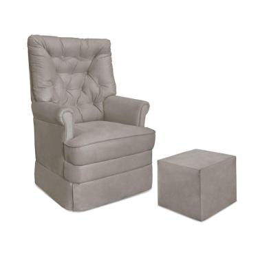 Imagem de Poltrona De Amamentação Com Balanço E Puff Dyne Suede Cinza Escuro P02 - D'rossi