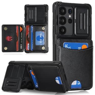 Imagem de Cavor Capa carteira para Samsung Galaxy S25 Ultra com suporte para cartão para mulheres e homens, capa de controle de câmera deslizante, suporte de couro PU, capa protetora resistente para celular