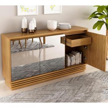 Imagem de Balcao Buffet 03 Portas Com Espelho Bb2609 Natural Natural - TECNO MOB
