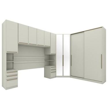 Imagem de Quarto Modulado Casal Seletto 5 Peças com Closet Areia e Espelho - Móv