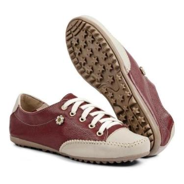Imagem de mocatênis sapatênis feminino de couro confort vermelho - Izabela Araúj