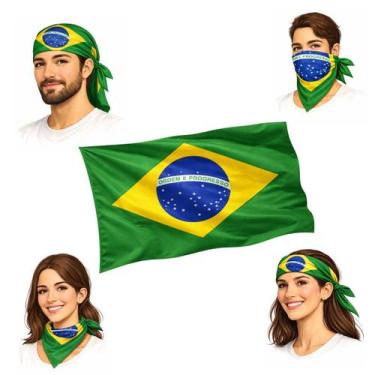 Imagem de Balaclava/ Bandana/ Lenço Bandeira do Brasil Multifuncional Copa do Mu