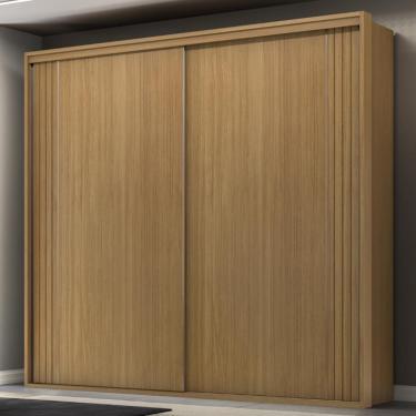 Imagem de Guarda Roupa Casal Ripado 2 Portas de Correr 100 MDF Imperium Belmax - Freijo