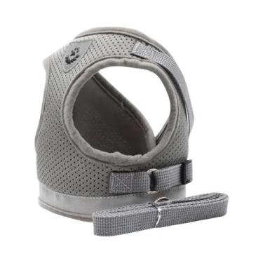 Imagem de Coleira Peitoral Ajustável Refletiva Para Gatos Com Guia, Colete De Ma