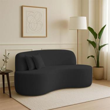 Imagem de Sofá Curvo 2 Lugares Feijão Forma Orgânica Bouclé Maranata - Aliança D