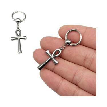 Imagem de Brincos Pendentes Unissex De Aço Inoxidável Com Cruz Ankh E Símbolo Re