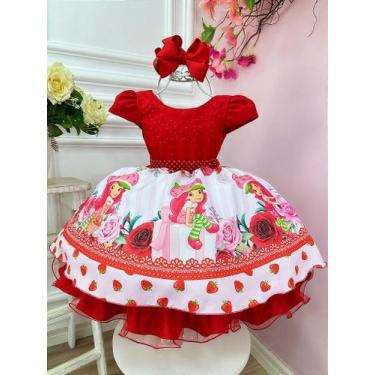 Imagem de Vestido Infantil Vermelho Moranguinho para Festas de Luxo e Aniversári