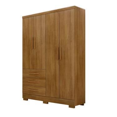 Imagem de Guarda Roupa Solteiro Com Pés 4 Portas 3 Gavetas - Encant-cumaru - Móveis Novo Horizonte
