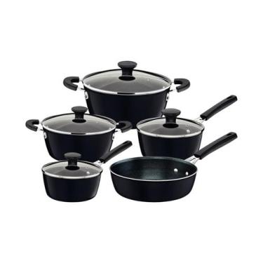 Imagem de Jogo de Panelas Tramontina Glenz Esmaltado Cinza Stone 5 Peças, Cinza,