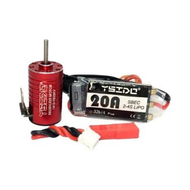 Imagem de Mini Motor Brushless 1410 V2 Com ESC 20A Para Carros RC Kyosho Mr03 pr
