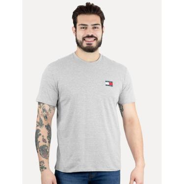 Imagem de Camiseta Tommy Jeans Masculina Regular Med Flag Badge Cinza Mescla-Masculino