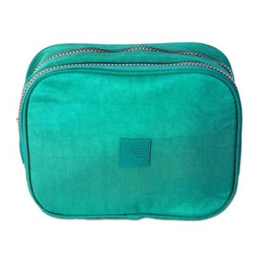 Imagem de Estojo nylon retangular 2 zippers - YEPP, Verde