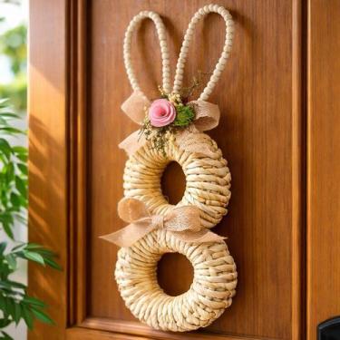 Imagem de Guirlanda Páscoa Decoração Enfeite Palha Artesanal Trançado - Genérico